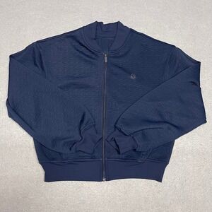 Lululemon Jacket Womens Size 6 True Navy Blue Bomber Textured Mesh Ribbed